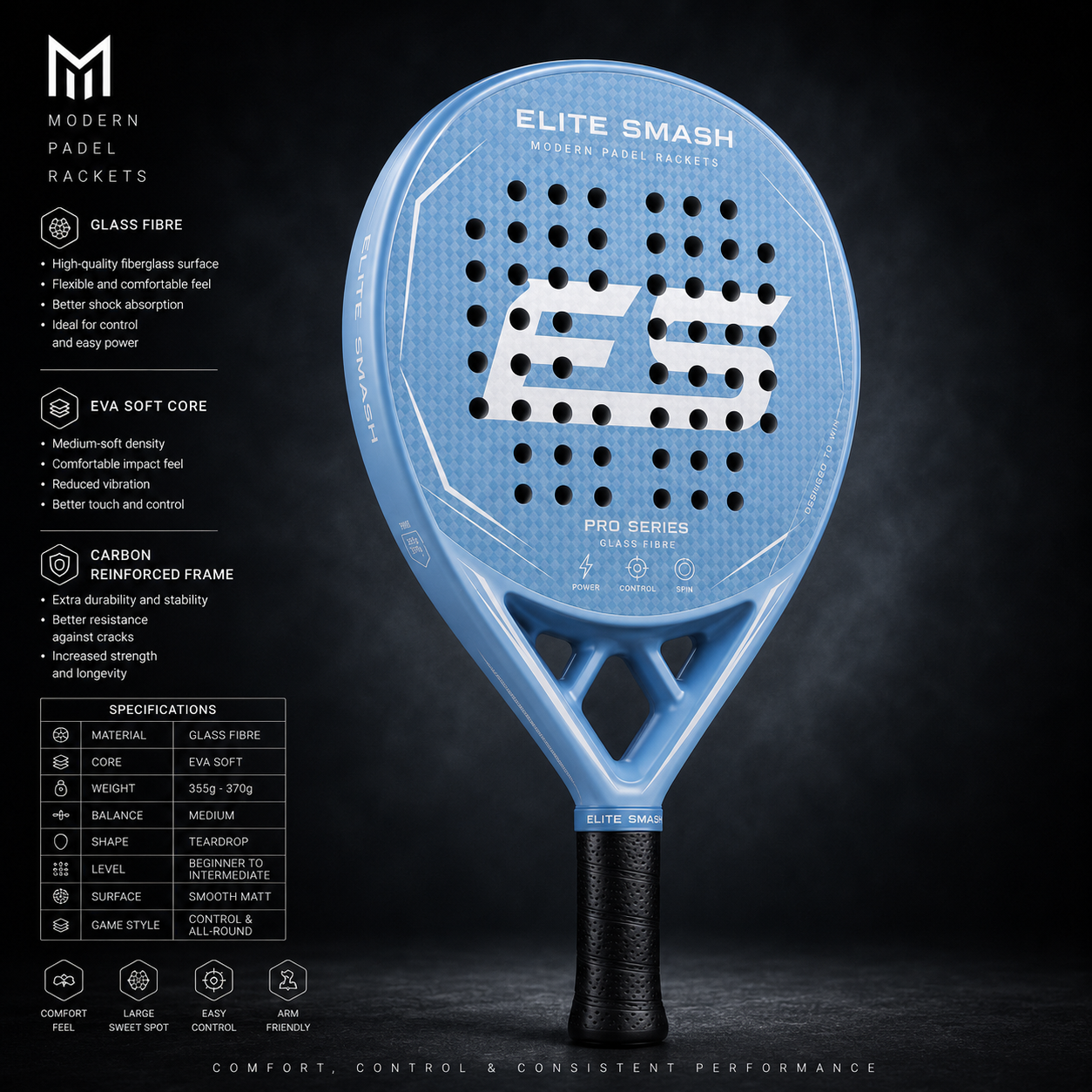 ELITE SMASH LIGHT PADEL RACKETS